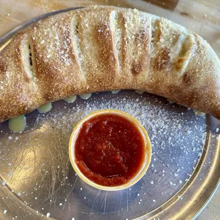 Cheese calzone with mushrooms