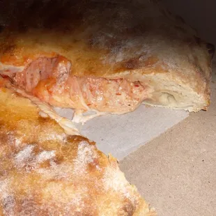 Inside cheese calzone