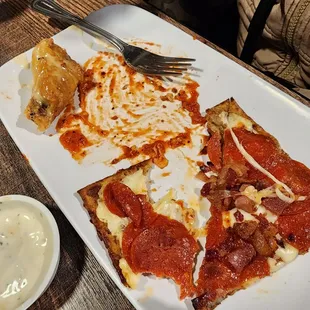 Keto Flatbread pizza and garlic parmegon chicken wings