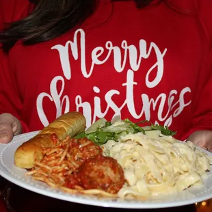 We loaded up our plates &amp; enjoyed our Italian dinner.