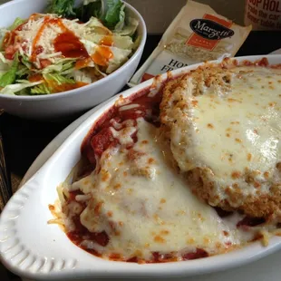 Chicken Parmigano (with side salad)