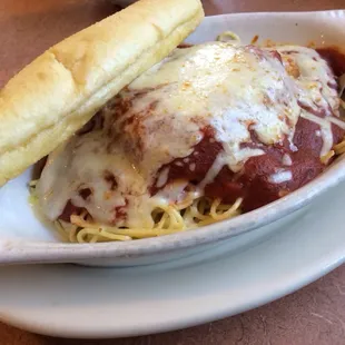 Chicken Parmesan. Surprisingly well made, especially from a fast good perspective.
