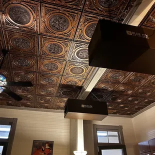 the ceiling of a cigar lounge