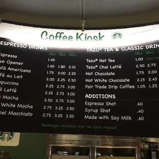 2nd floor kiosk Starbucks, cheaper price