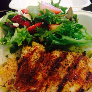 Grilled Mahi Mahi and Mixed Salad w/ Strawberry Vinaigrette!!