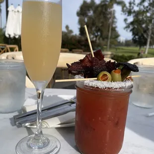 Grapefruit mimosa and Candied Bacon Bloody Mary