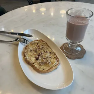 Pink chai + fig and Brie toast