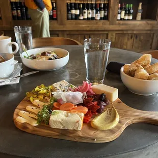Cheese board and autumn apple salad