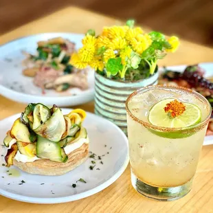 Summer vegetable tart and prince of flowers cocktail