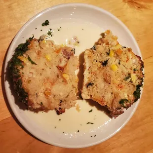 Lobster, corn, and scallion bread pudding (inside)