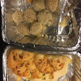 Chicken Cordon Bleu Balls &amp; pull apart Parm Bread