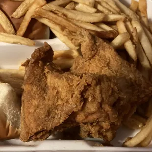 Two piece snack with fries. Gave me extra fries for waiting 40 minutes for my order! - 9/10/23