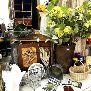 Garden and vintage finds in this booth!  Silver, books, dishes, some of the best choices around and priced very reasonable!