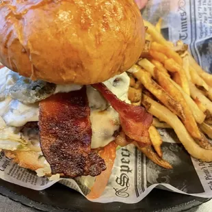 a burger and french fries