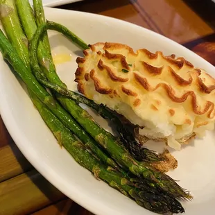 Sides: twice baked potato &amp; Seasonal Vegetables