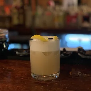Whiskey sour. Fine for the price but I&apos;ve had better around town.