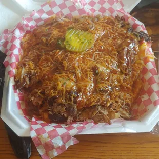 Pulled pork loaded fries.