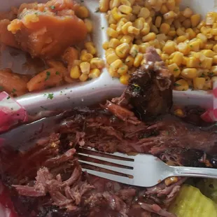 Sweet potatoes,  yam and brisket