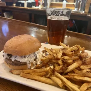 Bleu Shroom Burger with
 Ghost Fries