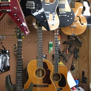 Large guitar selection