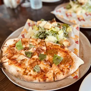 Meatball Pizza with Caesar Salad