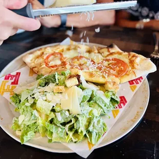 Margherita Pizza with Caesar Salad