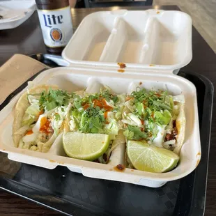 Chorizo tacos w all the free stuff!  Miller lite. Nice guys good food.