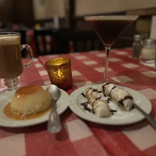 Crema Caramel and Cannoli