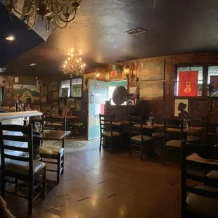 Empty! No one else dining. First to arrive. LAST to be served