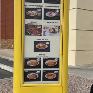 Menu at drive thru