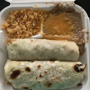 2 Carne Asada burrito combo meal to go