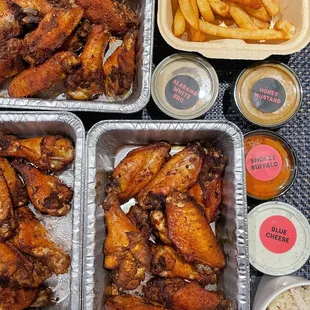 Wings, fries and slaw @davideatsdc