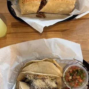 Burrito and vegetarian taco