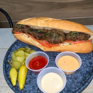 Beef kebab baguette