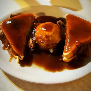 Open faced roast beef