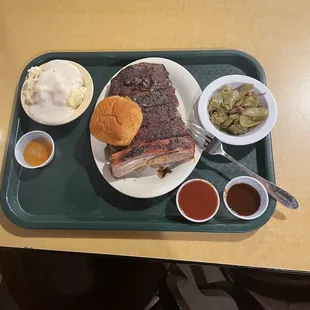 Pork Ribs Mashed Taters And Gravy Rolls To Go Mamas Green Beans
