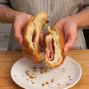 Ham &amp; Cheese Croissant

Delicate sliced ham and Swiss cheese in our flaky butter croissant.
