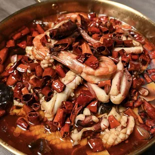 Spicy stir-fried seafood 水煮双鲜 마라해물볶음