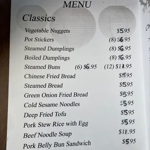 menu