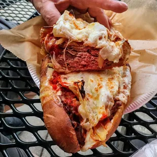 The Palermo sub - roast beef, sauteed onions, marinara and mozzarella. Delicious!