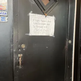 a sign on the door