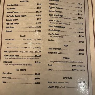 Updated menu
