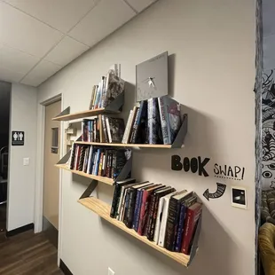 a bookshelf with books on it