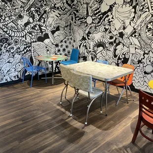 Corner of coffee shop.