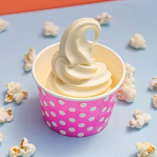 a cup of ice cream and popcorn