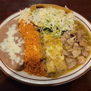 #2 Combo - Beef Taco, Chili Verde and Pork Tamale.