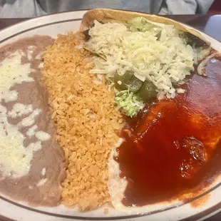 Crispy taco and cheese enchilada plate