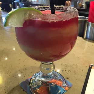 Delicious sangria margarita. Awesome deal at only $3.75 during happy hour!