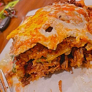 a plate of lasagna