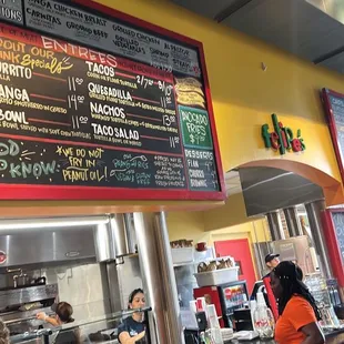 Chalk-board menu and check out line